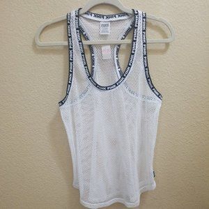 VS Pink Women's Crop Top Sheer See-Through Fishnet Sleeveless Mesh  NWT Large